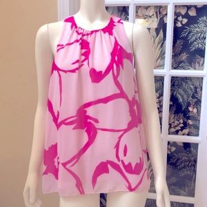 Vince Camuto womens M sleeveless Pink Geometric graphic blouse top